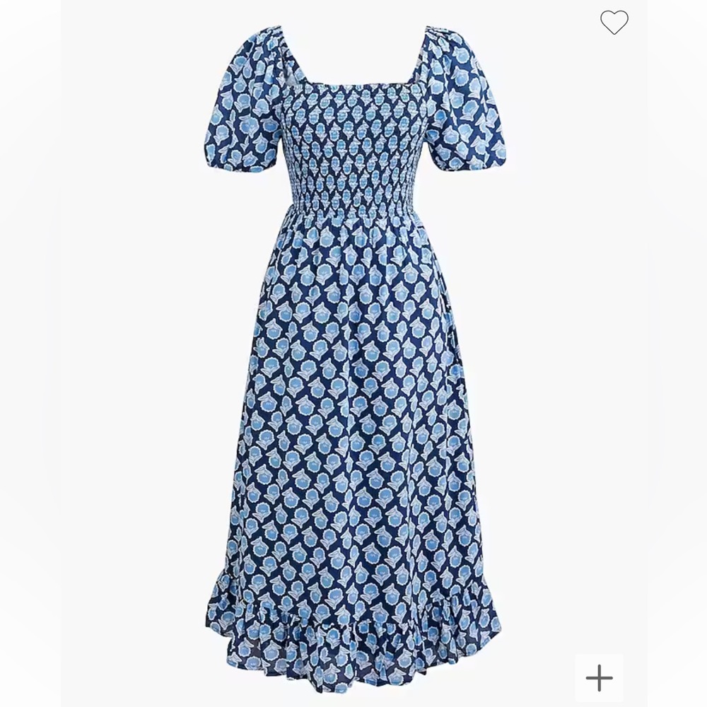 J. Crew Blue Floral Midi Dress